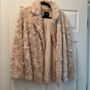 Theory Cream Teddy Jacket with Plush Texture and Open Front